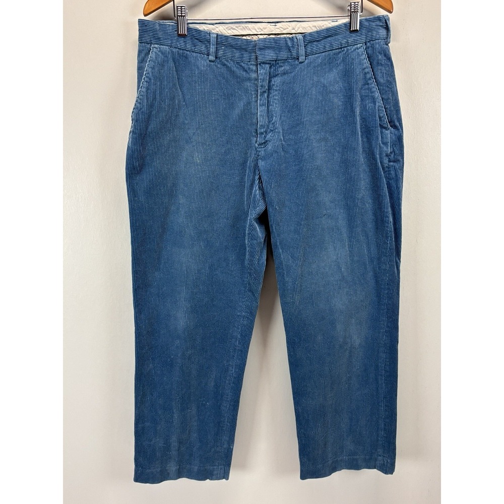 Vtg Men's Polo Ralph Lauren Corduroy Pants 36x30 (36x28.5) Blue Flat Front